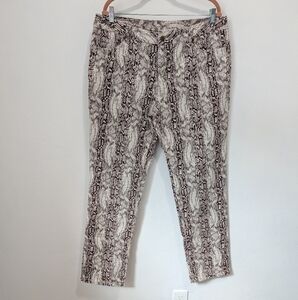 Women With Control Reptile Snake Print Brown Pants Size 16